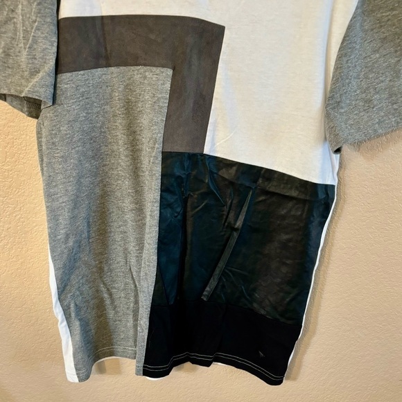 Guess Men’s Shirt Medium White Black Grey ColorBlock Short Sleeves V-Neck Y2K - Picture 3 of 10